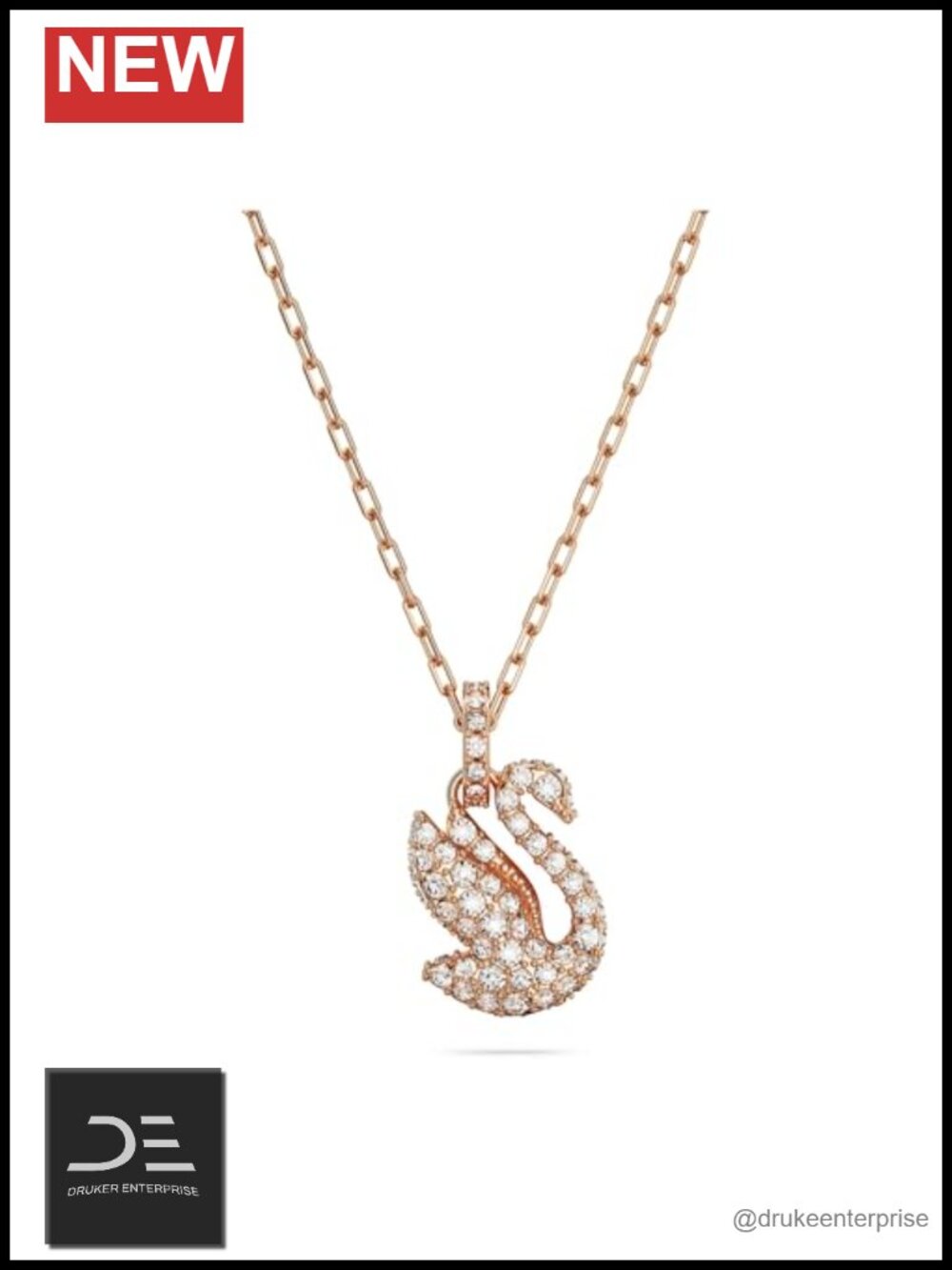 Swarovski Rose Gold-Tone Plated Iconic Swan Pendant Necklace Fine Jewelry